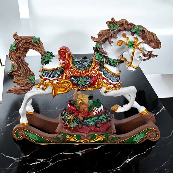 ROCKING HORSE Figurine ,SAN FRANCISCO MUSIC BOX "WE WISH YOU A MERRY CHRISTMAS" - Picture 6 of 16